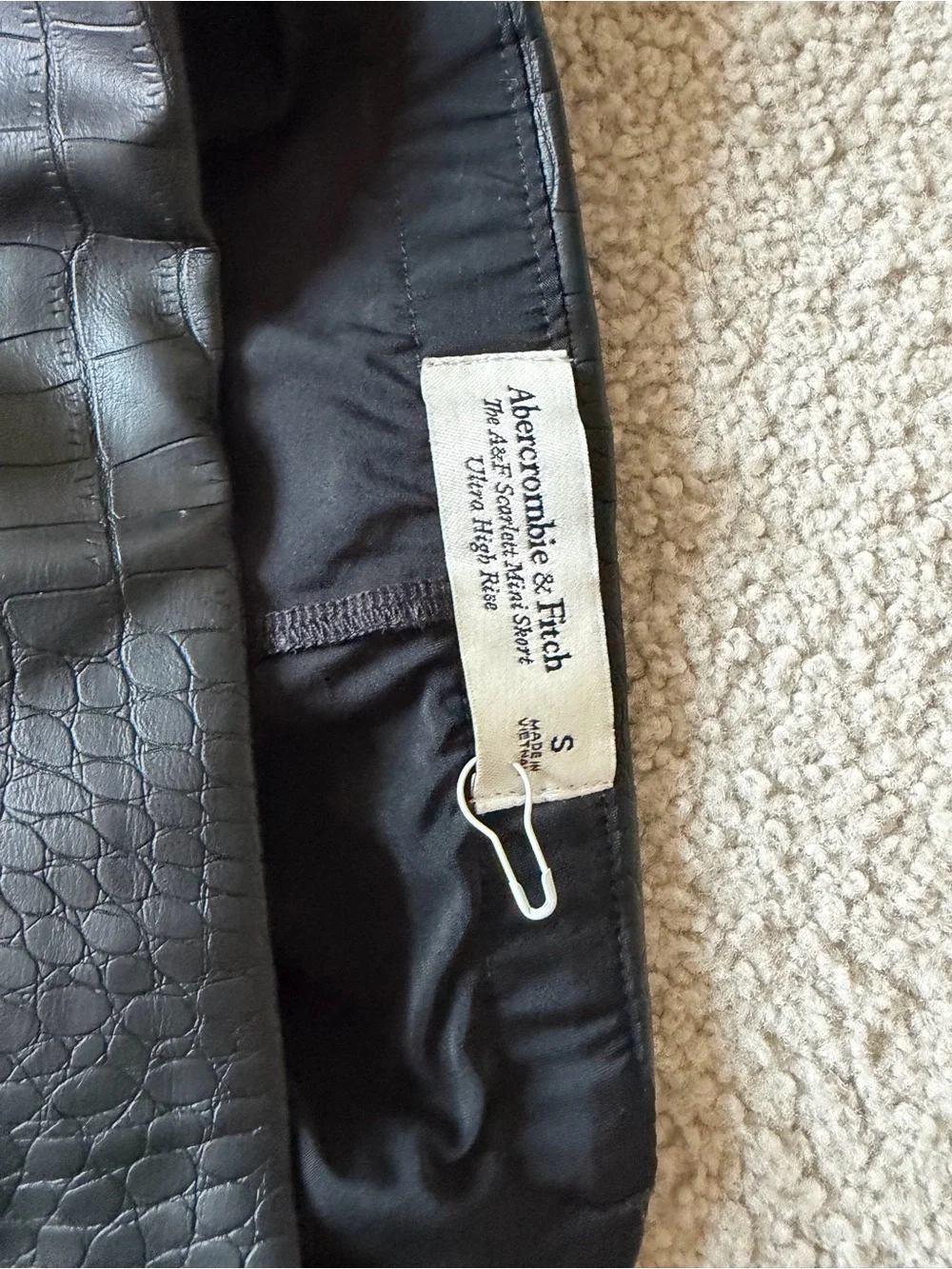 Abercrombie & Fitch Black Croc-Embossed A-Line Skirt